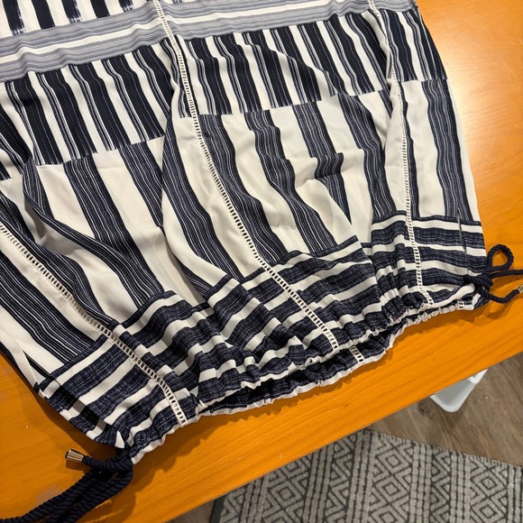 Lysse NY Flowy Gauzy Striped Kimono Kaftan Top L/XL Navy White Summer Vacation - Picture 11 of 12